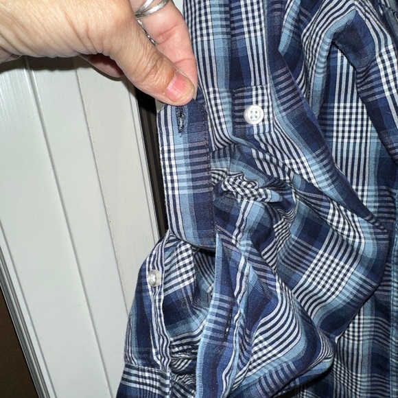 Beverly Hills Polo Club 2X Men's Shirt Button Up Long Sleeve Gray Teal Plaid - Picture 3 of 6